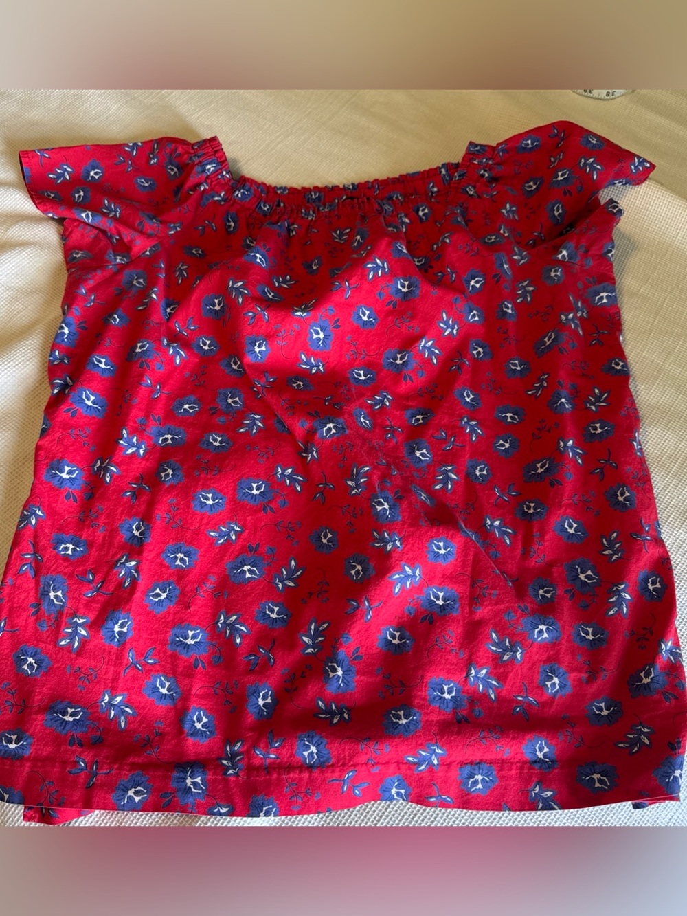 Banana Republic Red Floral Off Shoulder Cotton Boho Top Medium